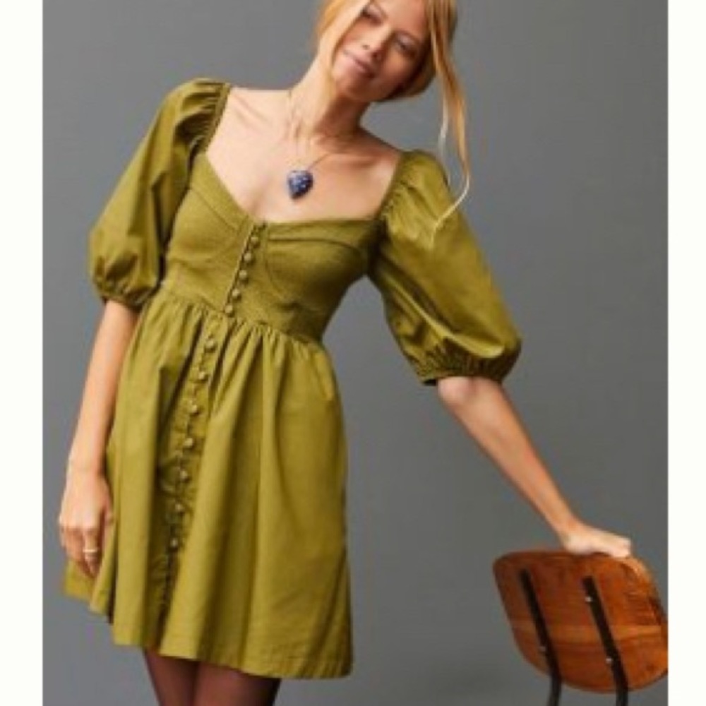 Maeve Puff Sleeved Sweetheart Dress